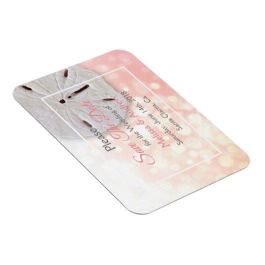 Koraalzandband - Het huwelijk sparen de Datum Magn Magneet (Rechterzijde)