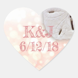 Koraalzanddollaire zeepaardjes hart sticker