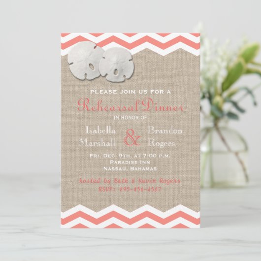 Koraalzanddollar en Chevron-repetitief diner Kaart (Staand voorkant)