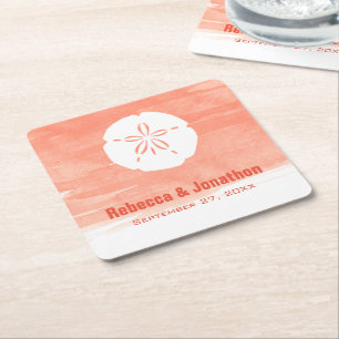 Koraalzanddollar Vierkante Kartonnen Onderzetter