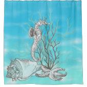 Koraalzeepaardbevingsdeeg Douchegordijn (Voorkant)