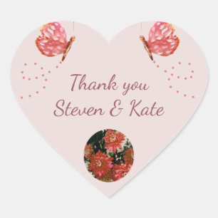 Koral Butterfly Flowers Foto Hartelijk dank Hart Sticker