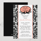Koral Damask Bridal Shower Invitation Kaart (Voorkant / Achterkant)