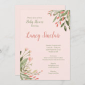 Koral Floral Corners Baby shower Kaart (Voorkant / Achterkant)