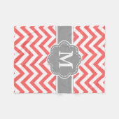 Koral Gray Chevron Monogram Blanket Fleece Deken (Voorkant (Horizontaal))