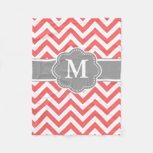Koral Gray Chevron Monogram Blanket Fleece Deken (Voorkant)