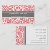 Koral Grey Damask Floral Visitekaartjes (Voorkant / Achterkant)