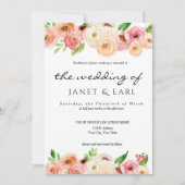 Koral Spring Floral Wedding Leaf Invitation Kaart (Voorkant)