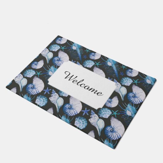 Koralen met schelpenpatroon | Jouw tekst toevoegen Deurmat (Schuin)