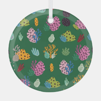 Koralen & Zee Planten: Onderwaterpatroon Glas Ornament