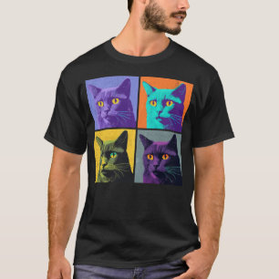 Korat Kat Pop Illustratie Kleurrijke Dieren Vrouwe T-shirt