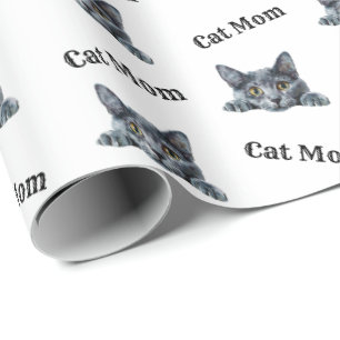 Korat waterverfpatroon voor kattentantes die glure cadeaupapier