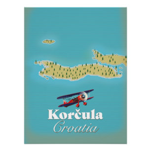 Korčula Kroatië-kaart Perfect Poster