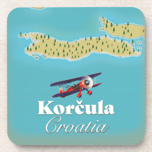 Korčula Kroatië kaart Poster Keramische tegel Bier Onderzetter