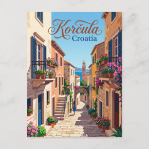Korčula Oude Stad Steeg Kroatië Briefkaart