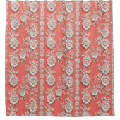 Kordate koraal-witte kant-effect douchegordijn (Voorkant)