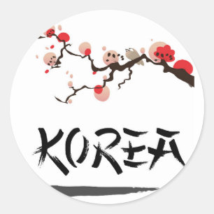 Korea Inkt vintage reisposter. Ronde Sticker