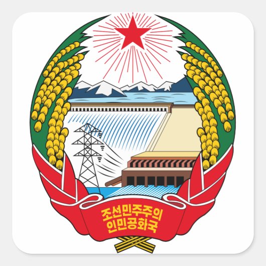 korea noord embleem vierkante sticker (Voorkant)