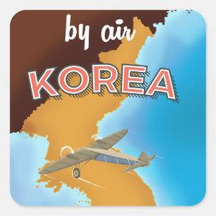Korea vintage reisposter print vierkante sticker