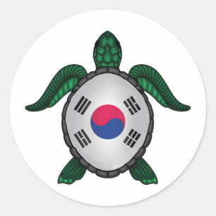 Korea zee schildpadvlag ronde sticker