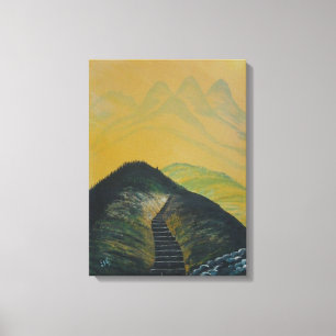 Koreaans Abstract trap voor droomgeel gebergte Canvas Afdruk