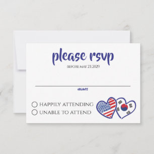 Koreaans-Amerikaanse hartenvlaggen RSVP Kaartje