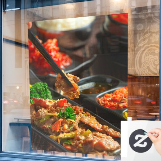 Koreaans eten Bulgogi of gemarineerd rundvlees Bar Raamsticker (Cafe Raam)