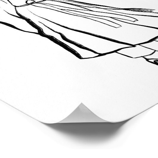 Koreaans Hanbok Man met Gat Ink Line Poster (Hoek)