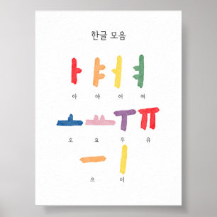 Koreaans Hangul klinker Moeum poster