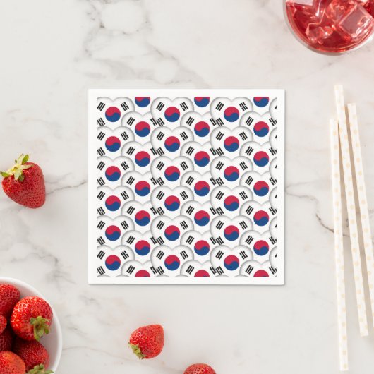 Koreaans hart en Koreaanse vlag/Zuid-Korea Servet (Insitu)