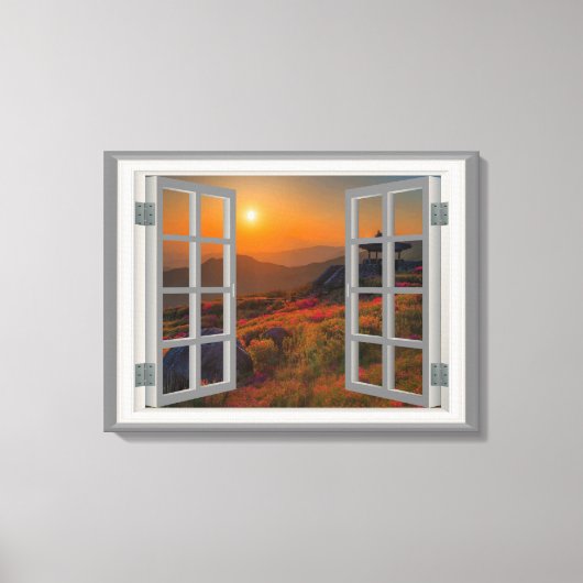 Koreaans herfst Sunset Temple Faux Uitzicht Canvas Afdruk (Voorkant)