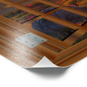 Koreaans herfst Sunset Temple Faux Uitzicht Foto Afdruk (Hoek)