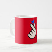 Koreaans K-pop Hand Heart Blue Red Monogram Koffiemok (Voorkant links)