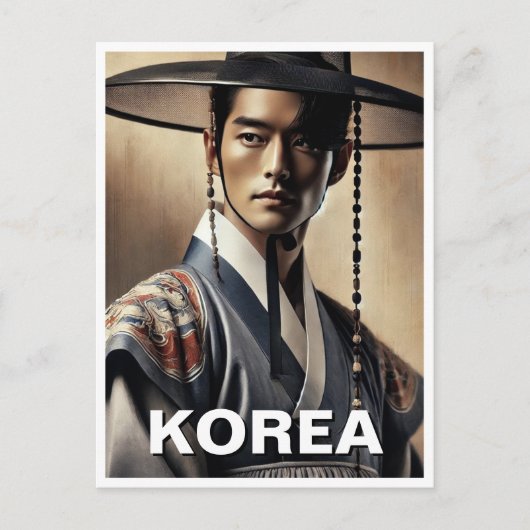 Koreaans Man Traditioneel Hanbok Briefkaart (Voorkant)