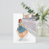 Koreaans meisje dragen hanbok post kaart (Staand voorkant)