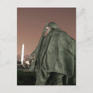 Koreaans monument en Washington Monument bij nacht Briefkaart