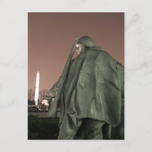 Koreaans monument en Washington Monument bij nacht Briefkaart (Voorkant)