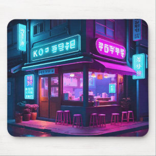 Koreaans Neon Koffiehuis LoFi Art Muismat
