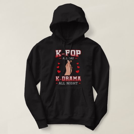Koreaans Vingerhart K-Pop K-Drama Music Lover Pull Hoodie (Design voorkant)