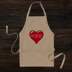 Koreaans woord - Bibimbap- in rood hart Standaard Schort
