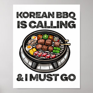 Koreaanse BBQ Grappig Koreaanse Barbecue Food Love Poster