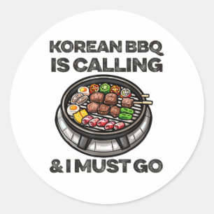 Koreaanse BBQ Grappig Koreaanse Barbecue Food Love Ronde Sticker