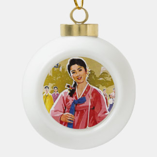 Koreaanse dames die Hanbok dragen Keramische Bal Ornament