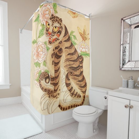 Koreaanse Gestreepte Tijger Minhwa Douchegordijn (In situ)