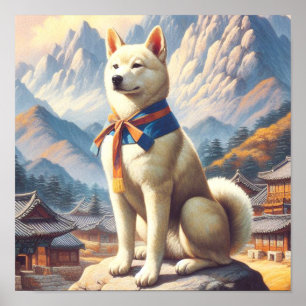 Koreaanse Jindo Illustratie Poster