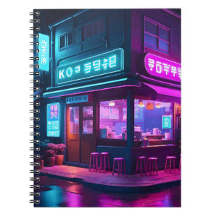 Koreaanse Neon Coffee House LoFi Kunst Notitieboek