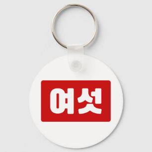 Koreaanse Nummer 6 Zes 여섯 【Yeoseot】 Hangul Sleutelhanger