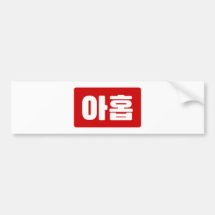 Koreaanse Nummer 9 Nine 아홉 【Ahop】 Hangul Bumpersticker