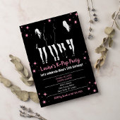 Koreaanse Pop Muziek K-Pop Zwart Roze Verjaardagsf Kaart