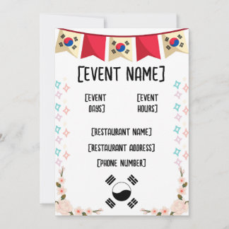Koreaanse restaurantevenementen en opening kaart